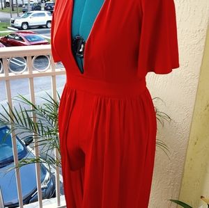 GB Candy Apple Red romper with maxi overlay